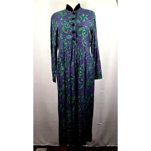 VTG Jessica Howard Dress Women's M Purple/Green Prairie Cottagecore‎ Victorian